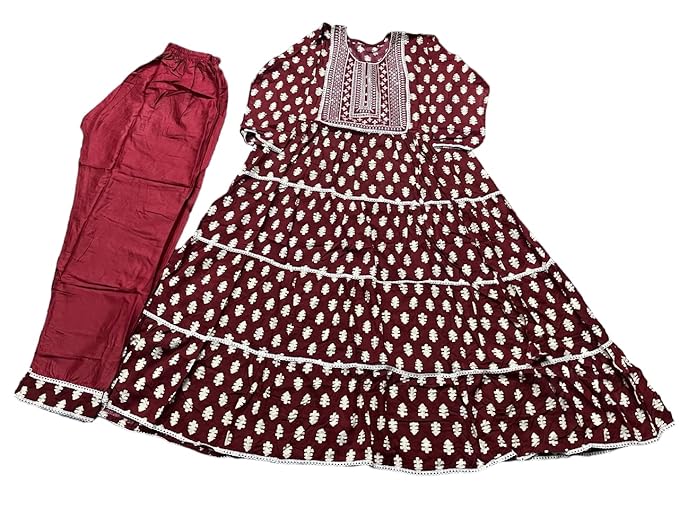 Women Anarkali Suit set with dupatta (Maroon)