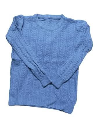 Wool Self Design Sweater for Women (Blue)