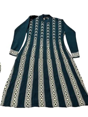 Woolen Frock Kurta Set with Pajama for Women (Bottle Green)