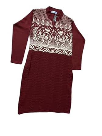 Woolen Kurta Plazzo Set for Women (Maroon)