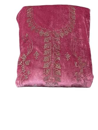 Semi-Velvet Unstiched Suit with stole (Pink)