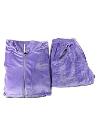 Women's Velvet Tracksuit Set, Purple, 2 Piece Zip Up Hoodie and Pants Loungewear (1, Purple)