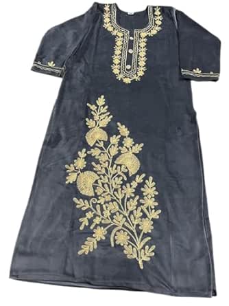 Women's Maroon Kurta Palazzo Set with Dupatta, Embroidered Design (Light Grey, 40)