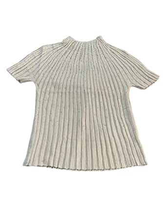 Stylish Rhinestone Short Half Sleeve Girls T-Shirt, Small (White)