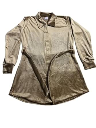 Women's Velvet Button-Down with Embellished Design, Long Sleeve (Brown, S)