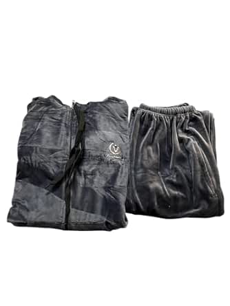 Women's Navy Blue Velvet Track Suit with Hoodie and Drawstring Pants (Grey)