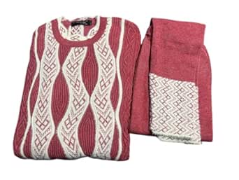Woolen Kurta with Leggings, Maroon and White (Peach)